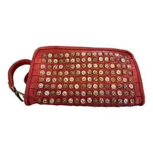 Platania Red Leather Wristlet Wallet Clutch